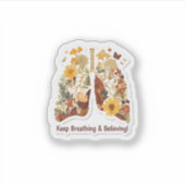 Keep Breathing & Believing - Floral Lungs Sticker (Vorderseite)