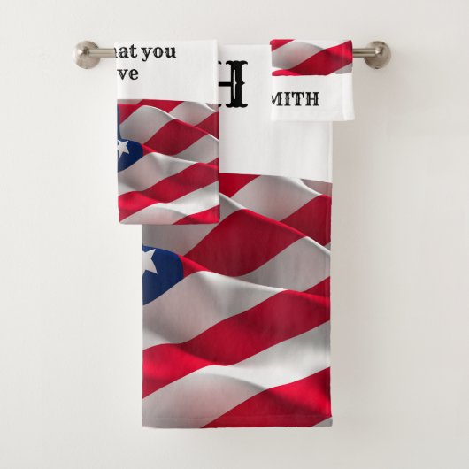 keep calm affirmational quote and vibrant flag badhandtuch set (Insitu)
