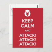 Keep Calm and Attack3x postcard Postkarte (Vorne/Hinten)
