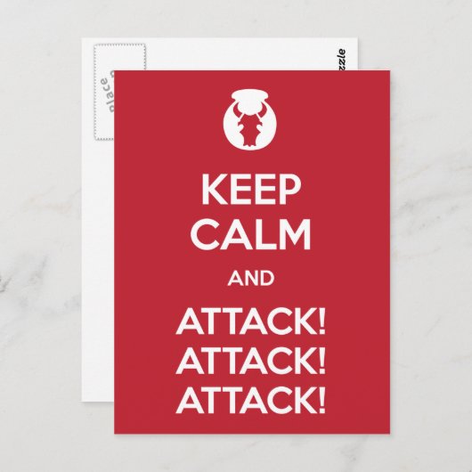 Keep Calm and Attack3x postcard Postkarte (Vorne/Hinten)