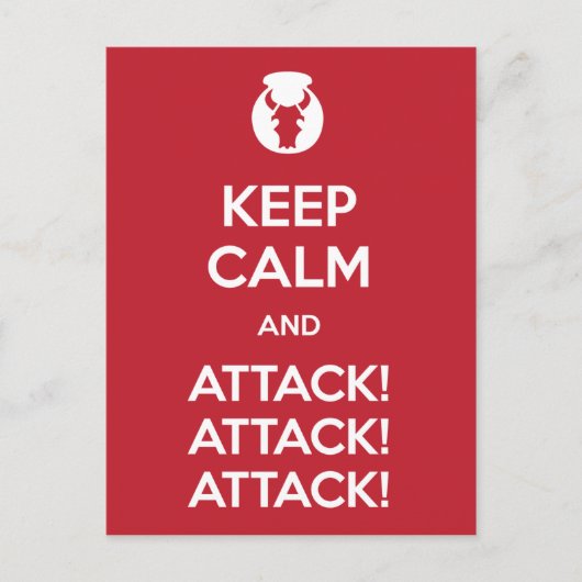 Keep Calm and Attack3x postcard Postkarte (Vorderseite)
