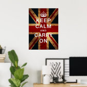 "Keep Calm and Carry On" auf Union Jack Poster (Heimbüro)