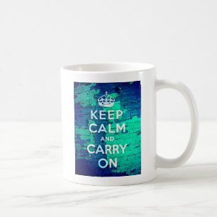 Keep Calm and Carry On Blue Peeled Paint Kaffeetasse