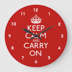 Keep Calm and Carry On Große Wanduhr
