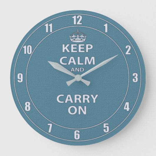 Keep Calm and Carry On Große Wanduhr (Vorderseite)