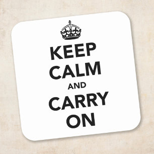 Keep Calm And Carry On Original Quadratischer Aufkleber