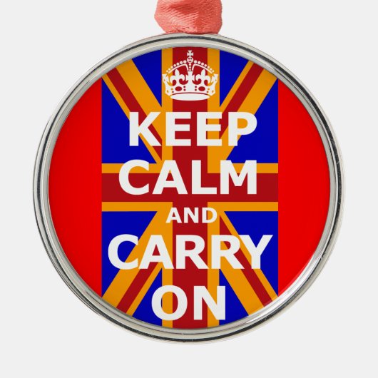 KEEP CALM AND CARRY ON ORNAMENT AUS METALL (Vorne)