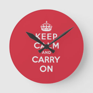 Keep Calm And Carry On Runde Wanduhr