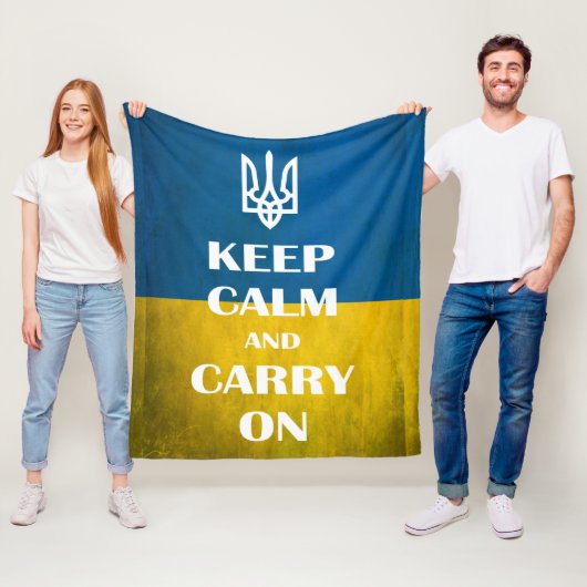 Keep calm and carry on Ukrainian emblem trident Fleecedecke (Beispiel)