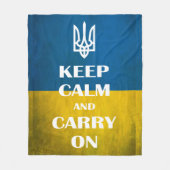 Keep calm and carry on Ukrainian emblem trident Fleecedecke (Vorderseite)