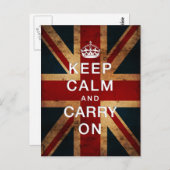 "Keep Calm and Carry On" (Union Jack) Postkarte (Vorne/Hinten)