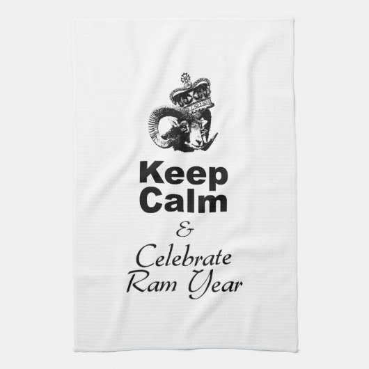 Keep Calm and Celebrate Ram Year 2027 KT Geschirrtuch (Vertikal)