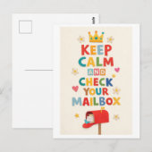 "Keep Calm and Check Your Mailbox" Postkarte (Vorne/Hinten)