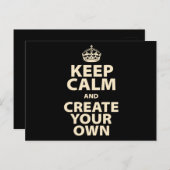 Keep Calm and Create Your Own Postkarte (Vorne/Hinten)