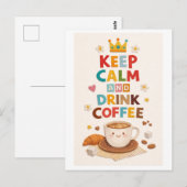 "Keep Calm and Drink Coffee" Postkarte (Vorne/Hinten)