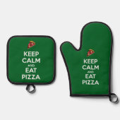 Keep Calm and Eat Pizza 2 Ofenhandschuh & Topflappen-Set (Vorderseite)