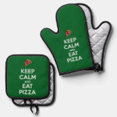 Keep Calm and Eat Pizza 2 Ofenhandschuh & Topflappen-Set (Vorderseite/Rückseite)