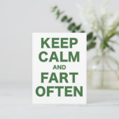 Keep Calm and Fart Often Postkarte (Stehend Vorderseite)