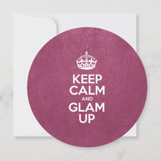 Keep Calm and Glam Up, Pink Leather, Birthday Einladung (Rückseite)