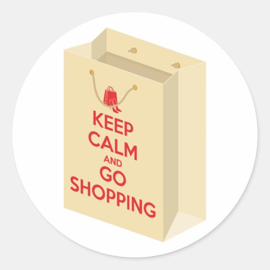 Keep Calm and Go Shopping (bag1) Runder Aufkleber (Vorderseite)