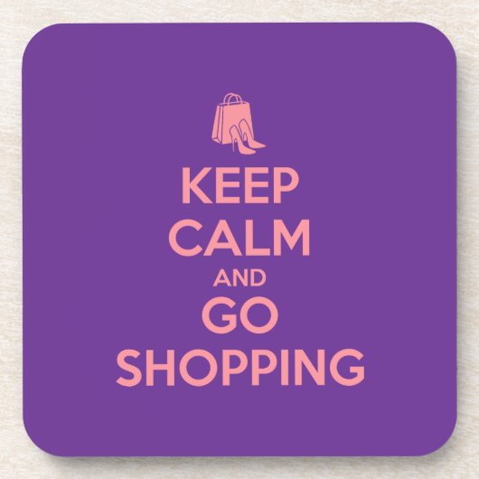 Keep Calm and Go Shopping Getränkeuntersetzer (Vorderseite)