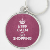 Keep Calm and Go Shopping, Pink Leather, Crown Schlüsselanhänger (Vorne)
