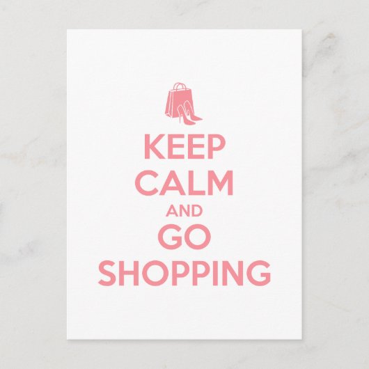 Keep Calm and Go Shopping Postkarte (Vorderseite)