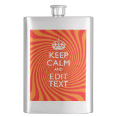 Keep Calm And Have Your Text Orange Swirl Flachmann (Vorderseite)
