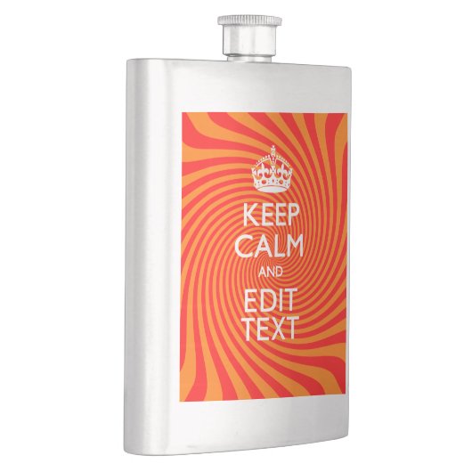 Keep Calm And Have Your Text Orange Swirl Flachmann (Rechts)