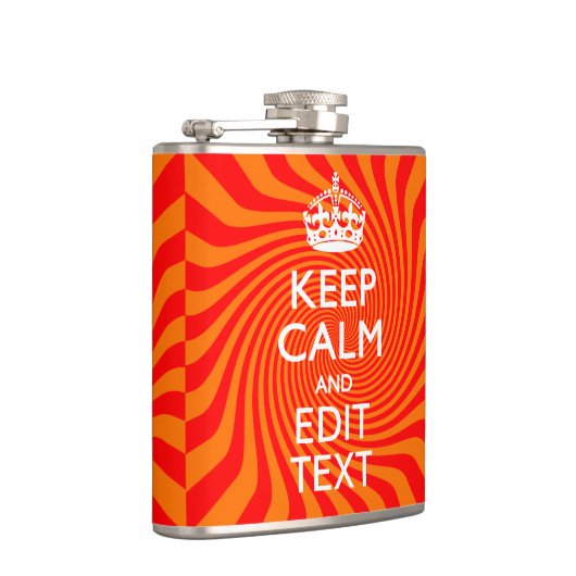 Keep Calm And Have Your Text Orange Swirl Flachmann (Rechts)