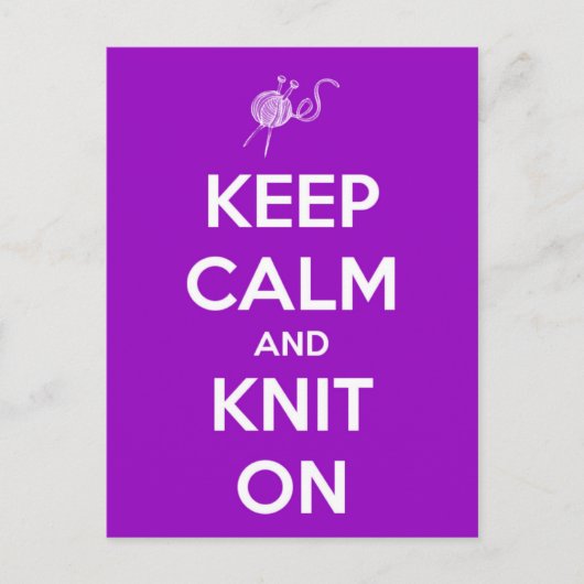 Keep Calm and Knit On Fuschia Postkarte (Vorderseite)