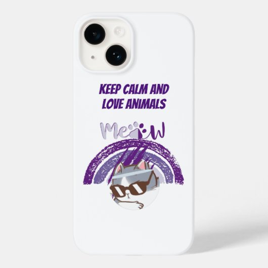 keep calm and love animals phrase Case-Mate iPhone hülle (Rückseite)