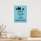 Keep Calm and Love Dragons fine art poster (Küche)