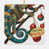 Keep Calm and Merry On Holiday Chameleon Ornament (Rückseite)