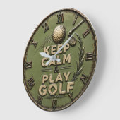 Keep Calm and Play Golf Golfer Gift Große Wanduhr (Winkel)