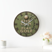Keep Calm and Play Golf Golfer Gift Große Wanduhr (Zuhause)