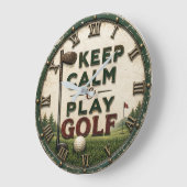 Keep Calm and Play Golf Große Wanduhr (Winkel)