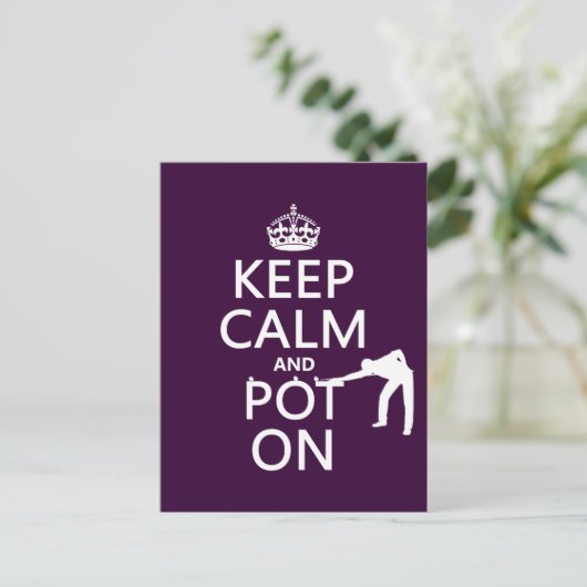 Keep Calm and Pot On (Snooker/Pool) Postkarte (Stehend Vorderseite)