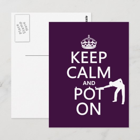 Keep Calm and Pot On (Snooker/Pool) Postkarte (Vorne/Hinten)