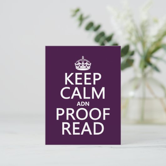 Keep Calm 'and' Profread (DNA) Postkarte (Stehend Vorderseite)
