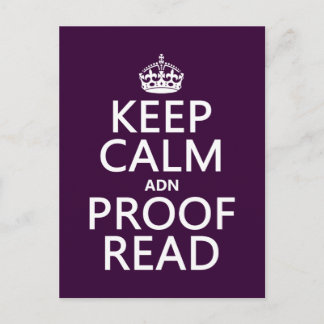 Keep Calm 'and' Profread (DNA) Postkarte