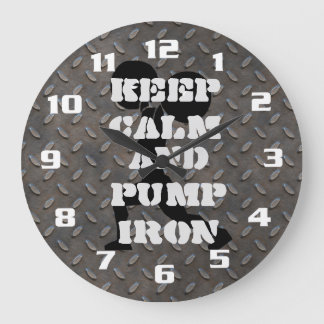 Keep Calm and Pump iron Fitness GYM Große Wanduhr