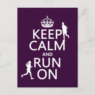 Keep Calm and Run On (customizable colors) Postkarte