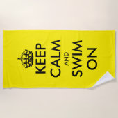 Keep calm and swim on funny yellow beach towel strandtuch (Vorderseite)
