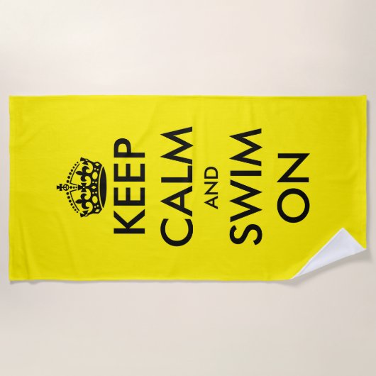 Keep calm and swim on funny yellow beach towel strandtuch (Vorderseite)