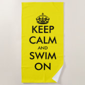 Keep calm and swim on funny yellow beach towel strandtuch (Vorderseite)