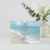 Keep Calm and Think of the Beach Postkarte (Stehend Vorderseite)
