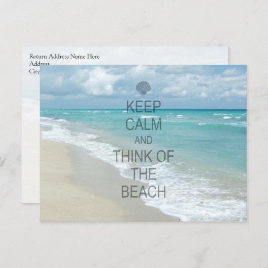 Keep Calm and Think of the Beach Postkarte (Vorne/Hinten)