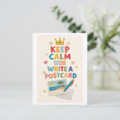 "Keep Calm and Write a Postcard" Postkarte (Stehend Vorderseite)