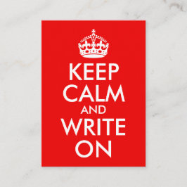Keep Calm and Write On Visitenkarte